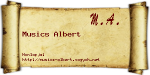 Musics Albert névjegykártya
